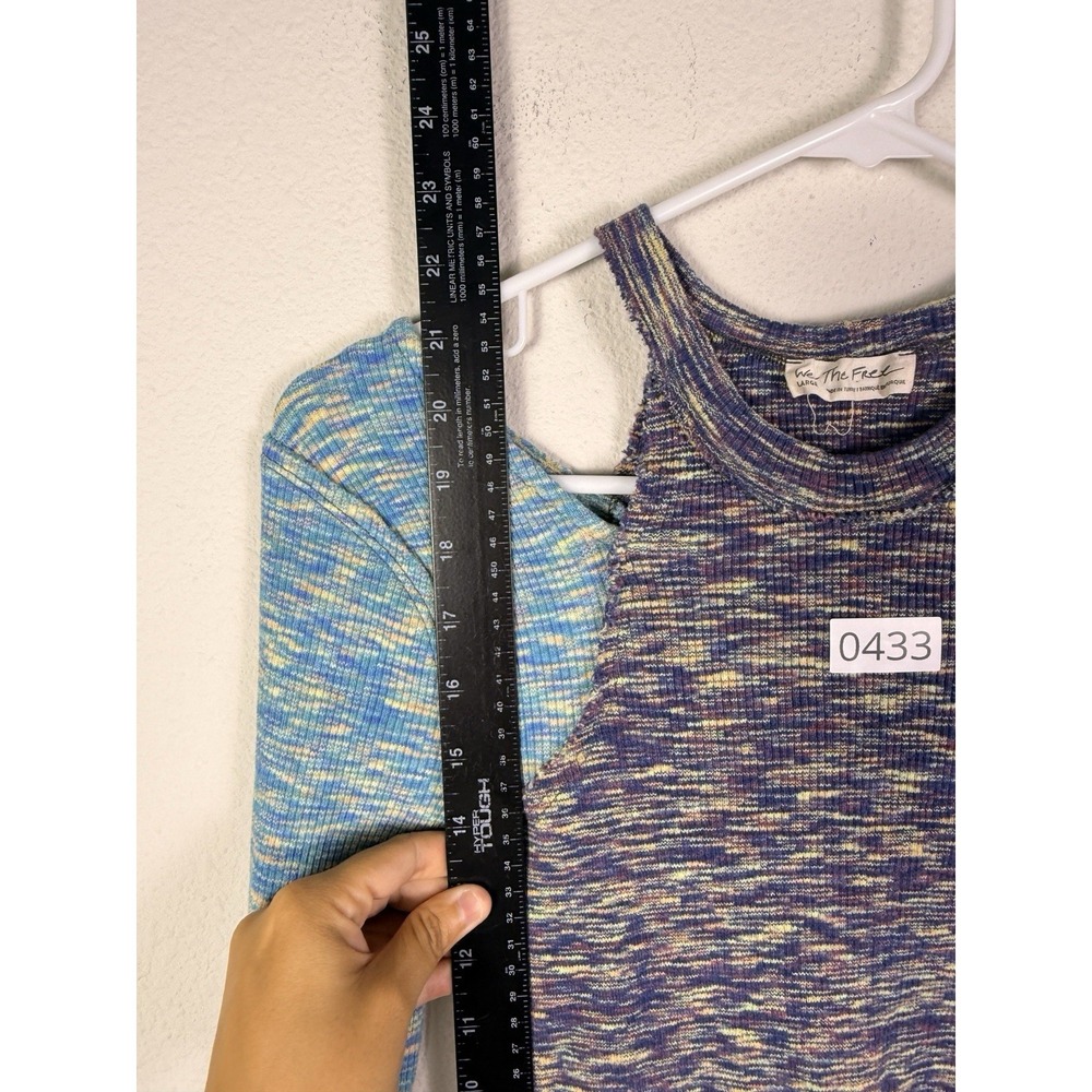 We The Free Out Of Control Tee Size L Cold Shoulder Space Dyed Long Sleeve Boho - Picture 3 of 5